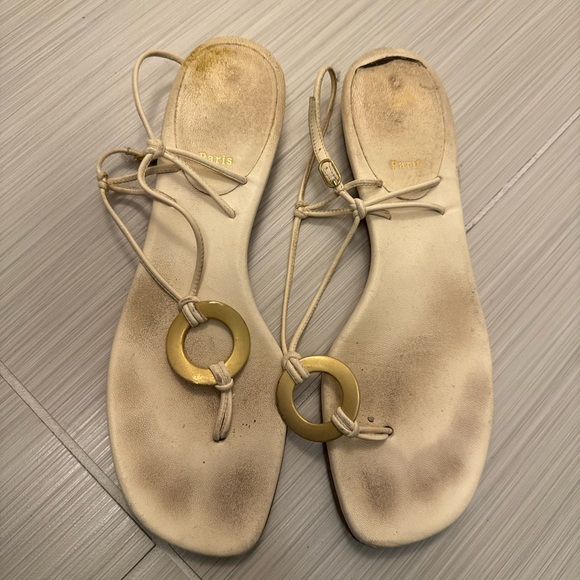 Christian Louboutin Shoes - Christian Louboutin white sandals with gold hardware size 39.5